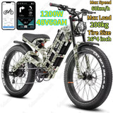 Bicicleta eléctrica Romeo con motor de 1200 W, 48 V, 60 Ah, 34 mph, velocidad máxima, 26 x 4 pulgadas, neumáticos anchos todoterreno, para acampar, para adultos.