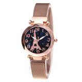 Luxury Mesh Steel Belt Quartz Wristwatches Eiffel Tower Watch for Women Simple Ladies Dress Party Watch Relógio Feminino Gifts - Lootquake
