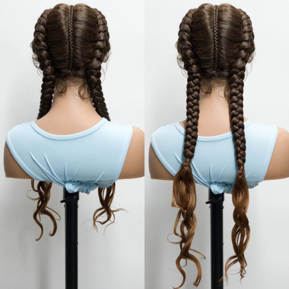 34" Twist Braids Wig | Curly Ends | Lace Front | Baby Hair | Natural Color