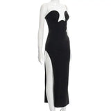 Women's Evening Dress Design Strapless Hollow Out Backless High Waist Side Slit Bodycon Sexy Women Party Club Long Dress - Lootquake