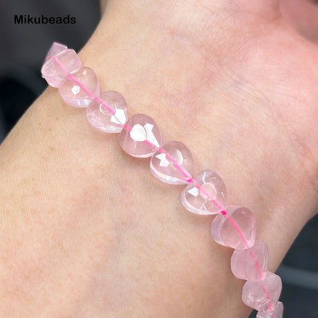 Wholesale Natural 3.8-4.8x8mm Madagascar Pink Quartz Crystal Faceted Heart Shape Stone Loose Beads For Making DIY Necklace - Lootquake