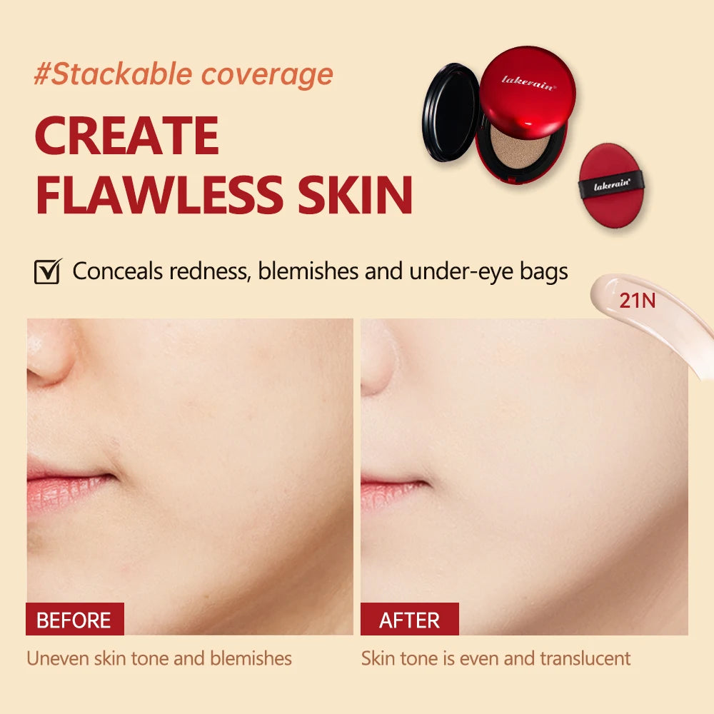 Base de maquillaje en cojín con protector solar Lakerain, resistente al agua, de larga duración, iluminadora, en crema, para mujer, maquillaje facial, cosmética coreana.