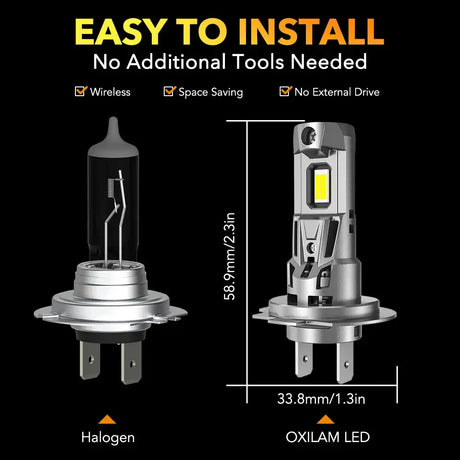 OXILAM  2Pcs 22000LM 120W H7 LED Headlamp Canbus For Chevrolet Fiat Lada Volvo Hyundai Citroen Lexus Suzuki Best Led H7 Light - Lootquake