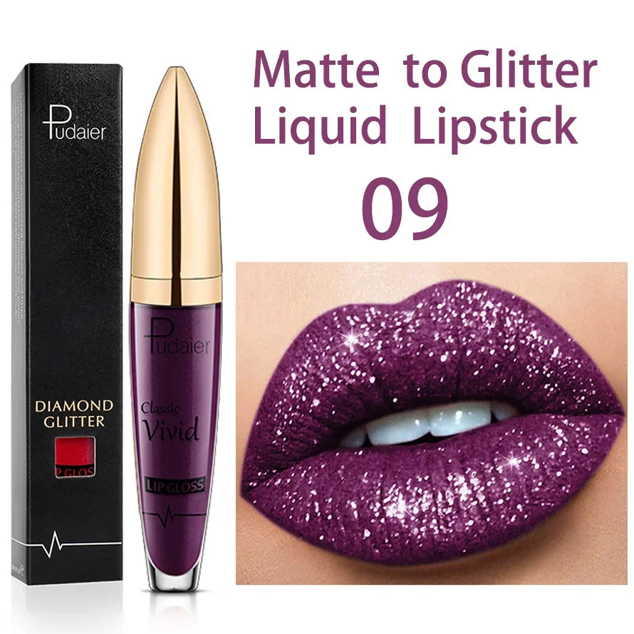 Diamond Shimmer Pearlescent Lip Gloss Waterproof Long Lasting Non-stick Cup Matte Glitter Liquid Lipstick Lip Glaze Lips Make Up