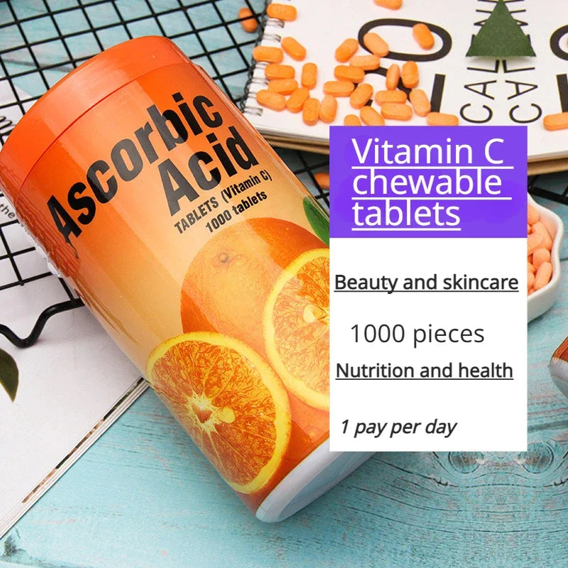1 bottle of 1000 vitamin C chewable tablets to enhance immunity prevent bad blood improve skin metabolism health food