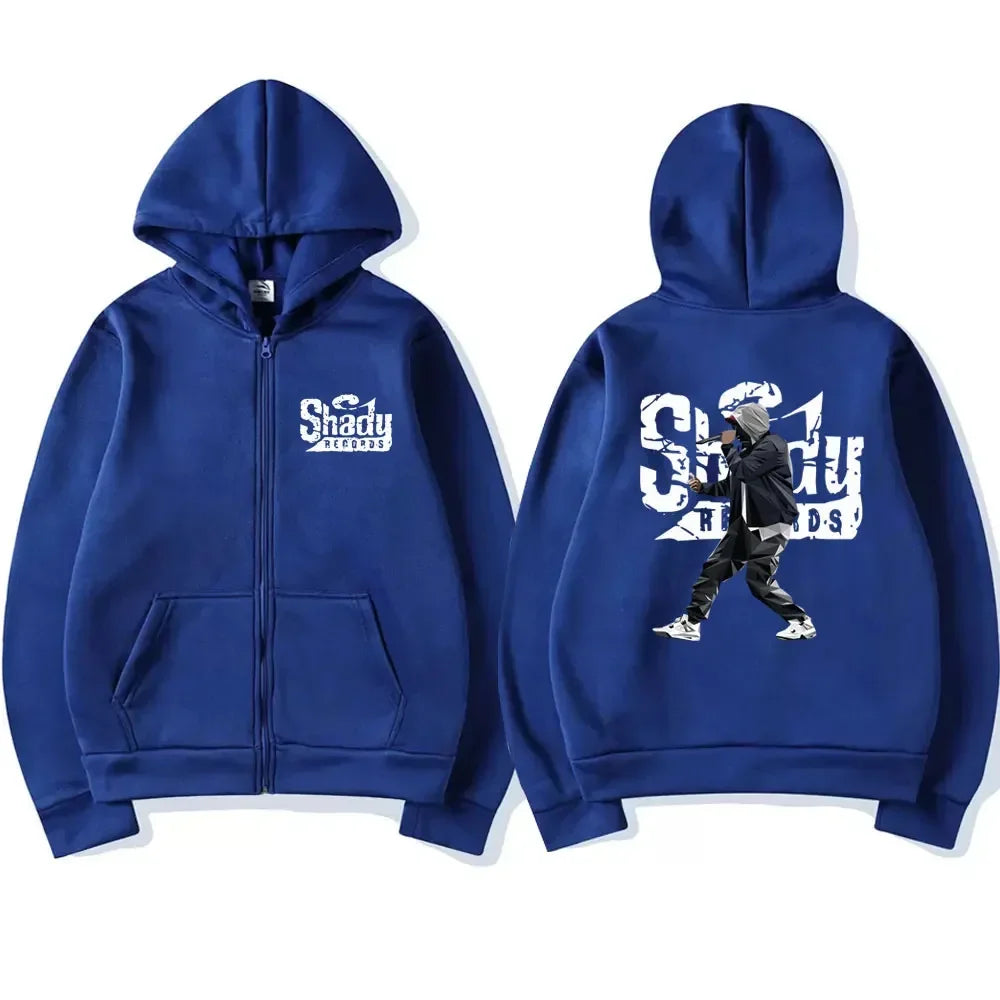 Rapper Eminem Slim Shady Music Rap Fashion Zip Up Hoodie Hip Hop Oversized Hooded Zipper Sweatshirt Casual Streetwear Coats Male - Lootquake