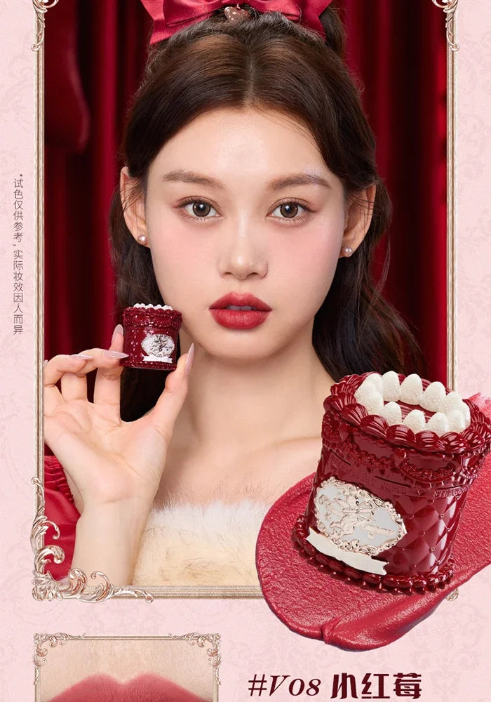 Crema labial Flower Knows Strawberry Cupid Cake, barra de labios hidratante mate, maquillaje de labios suave y sedoso, cosméticos profesionales.