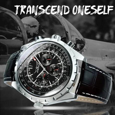Jaragar Automatic Watch for Men Military Multifunction 3 Sub-Dials Sports Mechanical Watches Top Brand Luxury Leather Steel Band - Lootquake