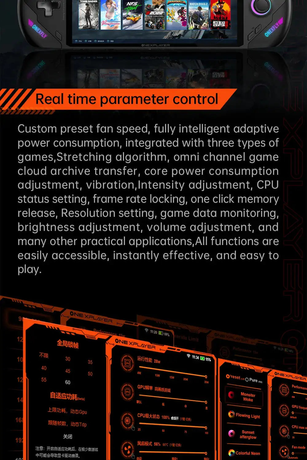 OneXPlayer OneXFly F1 Pro AMD 8840U AI 9 365 HX 370 OLED 144Hz 7" Screen PC Game Console Handheld 3A Steam Play Laptop Windows11 - Lootquake