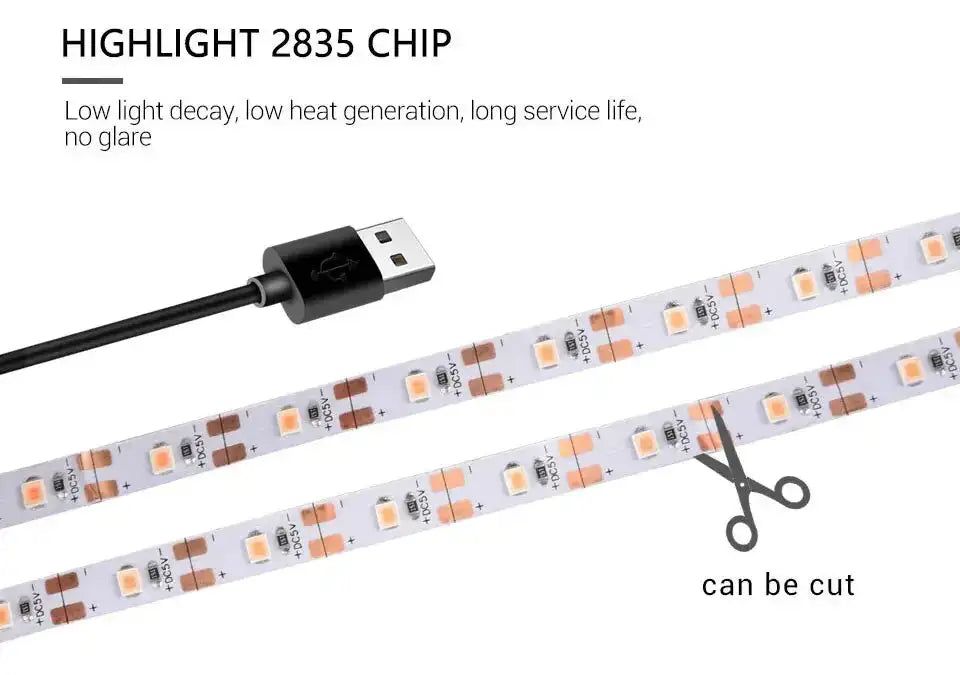 AmmToo 1-5M Plant Light Grow LED Strip 5V USB Full Spectrum Phyto LED for Greenhouse Tent Hydroponic Plants Flower Seed Lighting - Lootquake