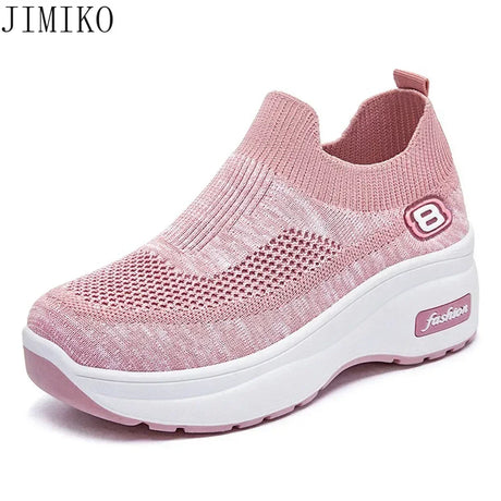 Women Orthopedic Walking Shoes Breathable Mesh Slip-On Sneakers Nursing Work Comfortable Casual Cushion Athletic Running Joggers - Lootquake