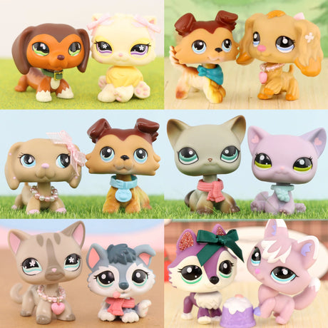 Mini 2pcs Lot Pet Shop Dogs and Cats Collectable With Accessories Best Gift For Kids Toy - Lootquake