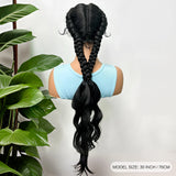 34" Twist Braids Wig | Curly Ends | Lace Front | Baby Hair | Natural Color
