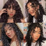 30 Inch Loose Water Wave Wig with Bangs | Full Machine Made Brazilian Remy Human Hair (Natural, All Colors Dyeable)