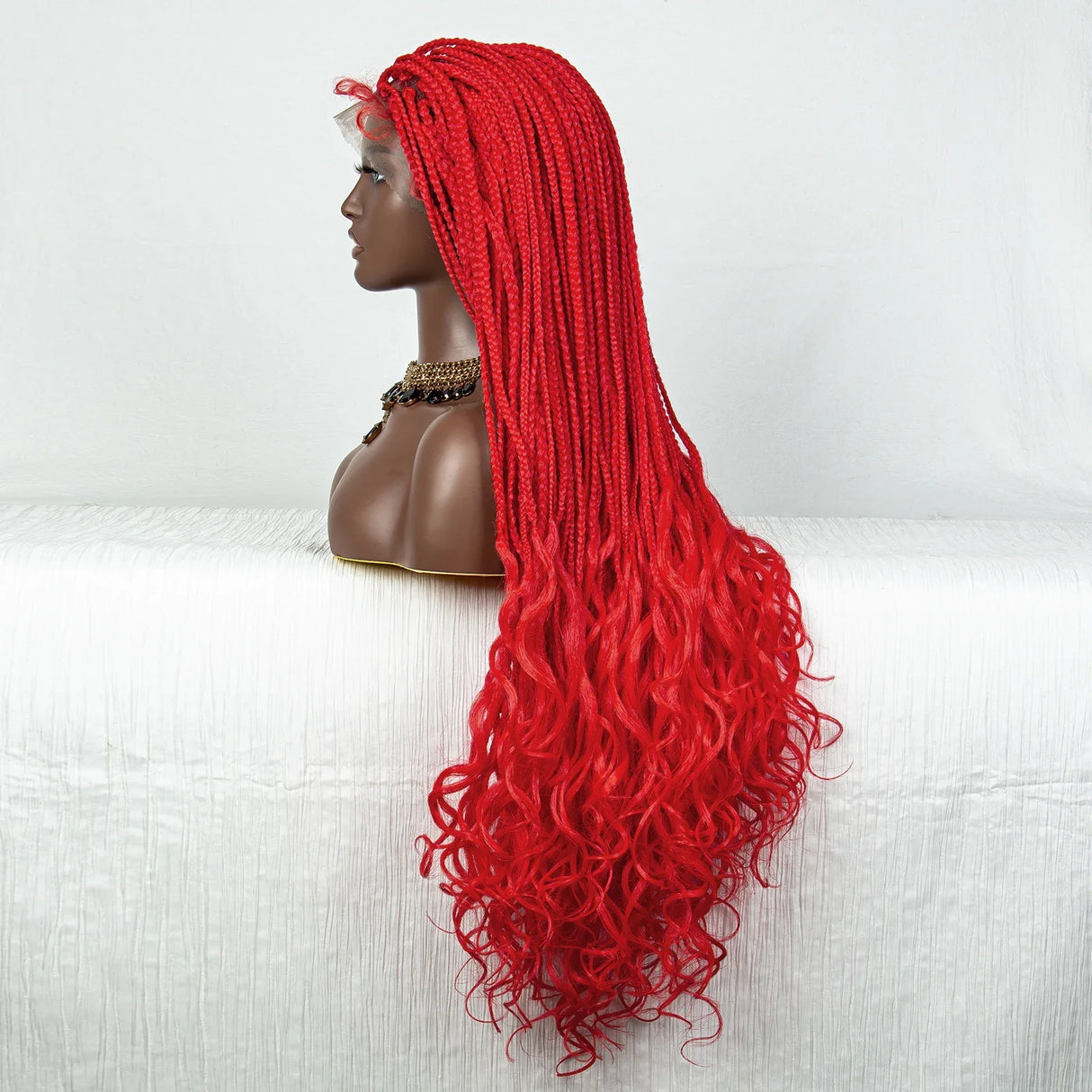 36" Water Wave Braided Wig | Lace Front | Baby Hair | Long Braids