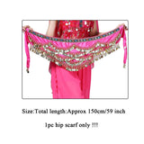 1PC New Style Belly Dance Belt Newest Multi-color Glass Silk Velvet Dancing Belt Scarf Crystal BellyDance Waist Chain Hip Scarf
