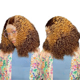 450% Density Ombre Honey Blonde Jerry Curly HD Lace Frontal Wig | Pre-Plucked Human Hair