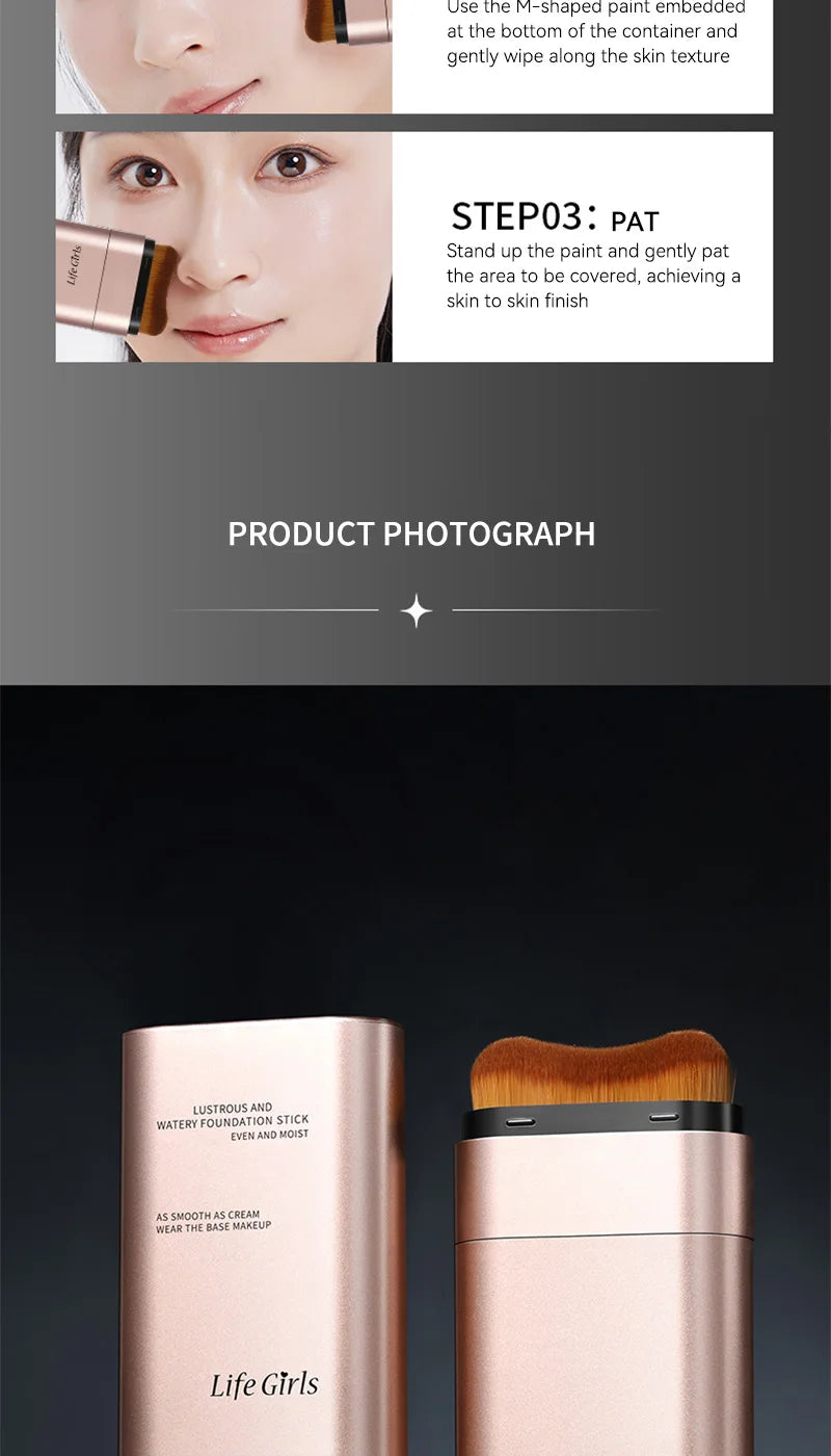 Base de maquillaje hidratante transparente y humectante con perspectiva natural, hidratante, brillante, fina y ligera. Base de maquillaje de doble cabezal rotada, más cómoda, función impermeable, fácil de maquillar, fácil de usar.