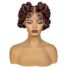 1B/30 Ombre Full Lace Handmade Bantu Braided Wig | Short Synthetic Knotless Braids with Transparent Lace