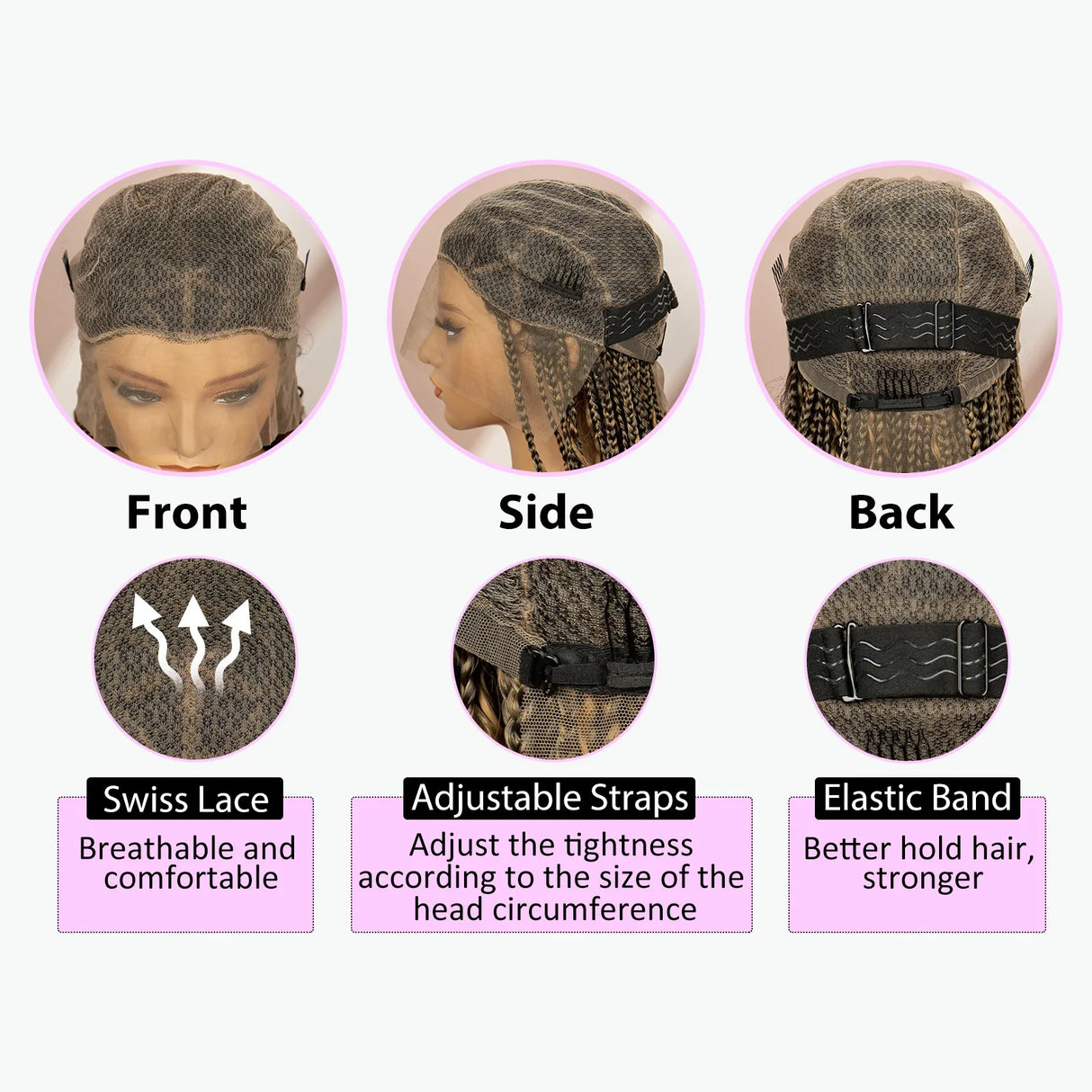 Boho Box Braided Wig with Curly Hair | Goddess Locs Accents | Full Lace Brown Braids Wig | Bohemian Box Braid Wig