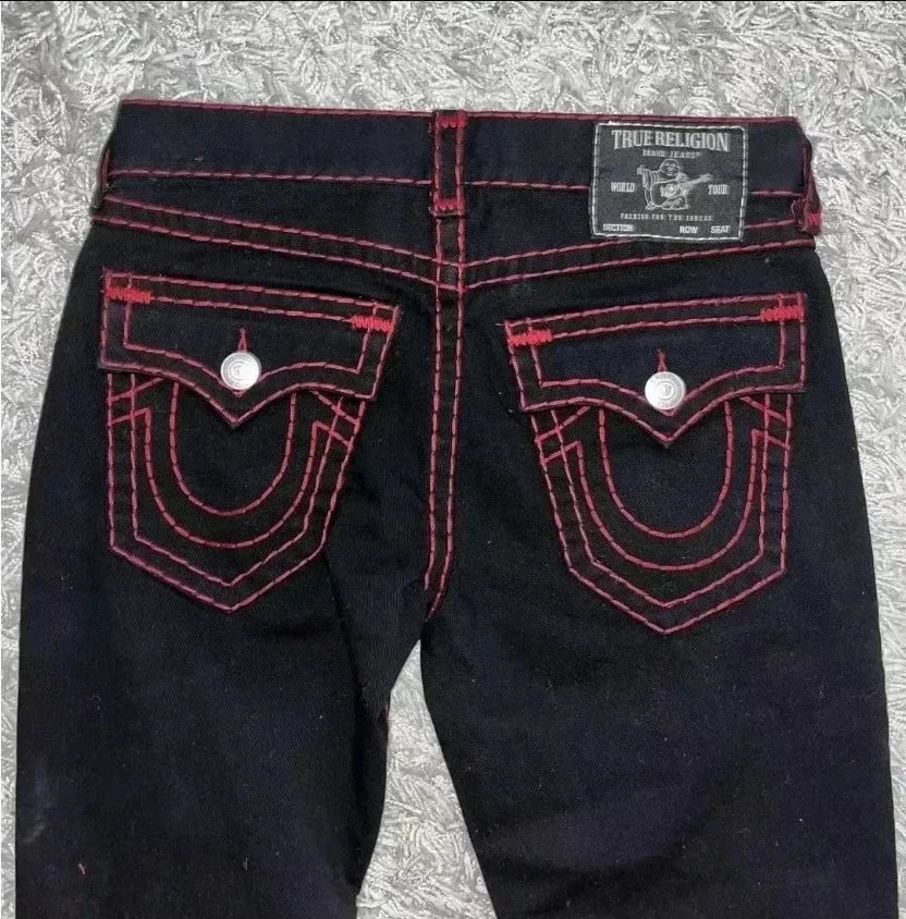 Harajuku Embroidered Casual Jeans New style Retro High Waist American Straight Leg Couples Wear Wide Leg Pants Women Clothing - Lootquake