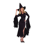 Halloween Gothic Black Witch Costume for Adult Women Purim  Cos Party Wizards Fancy Dress