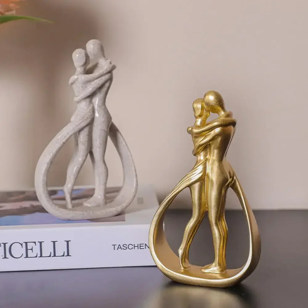 Escultura contemporánea "Abrazo": elegante pieza de arte abstracto para una elegante sala de estar y decoración del hogar.