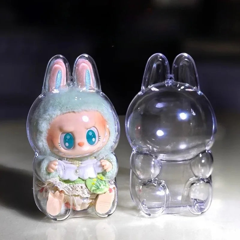 Étui de protection Labubu 17 cm Labubu V1V2V3, adapté au port de vêtements, étui de rangement en acrylique transparent, cadeaux DIY