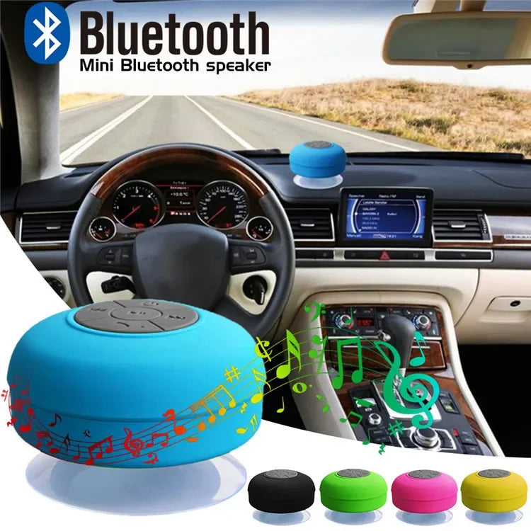 Altavoz Bluetooth inalámbrico resistente al agua con ventosa para coche y ducha.