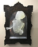 Decoración de pared de mano del diablo de resina para Halloween, fantasma gótico en el espejo, artesanías luminosas, accesorios espeluznantes, marco de fotos para el hogar, decoración