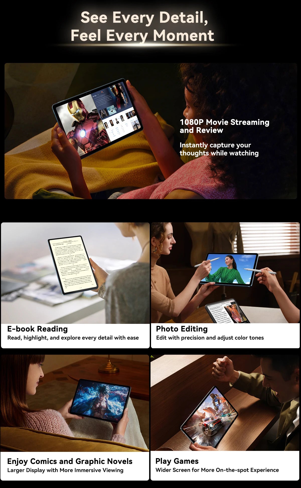 Tablettes Blackview MEGA 2 12 pouces 2K écran Widevine L1 24 Go (8 + 16) Android 15 256 Go 9000 mAh AI caméra principale Pad PC