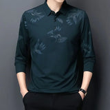 Polos de negocios formales estampados para hombre, sudaderas holgadas de corte regular, ropa de calle de algodón, tendencias de moda 2024 a granel