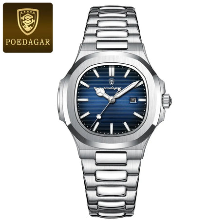 POEDAGAR Luxury Square Watch for Woman Waterproof Luminous Date Ladies Watch Stainless Steel Quartz Women's Watches Female Reloj - Lootquake