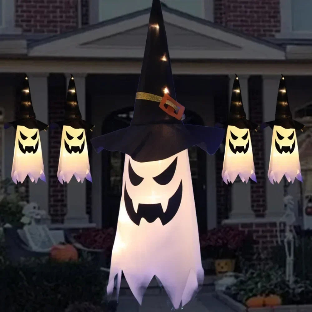 New Halloween Horror Atmosphere Creative Hanging Decorations Haunted House Scene Decoration LED Lights Ghost Party Garden