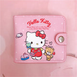 Kawaii Hello Kitty Cinnamoroll My Melody Kuromi Sanrio New Pu Casual Money Bag Coin Purse Card Holder Wallet With Buttons - Lootquake