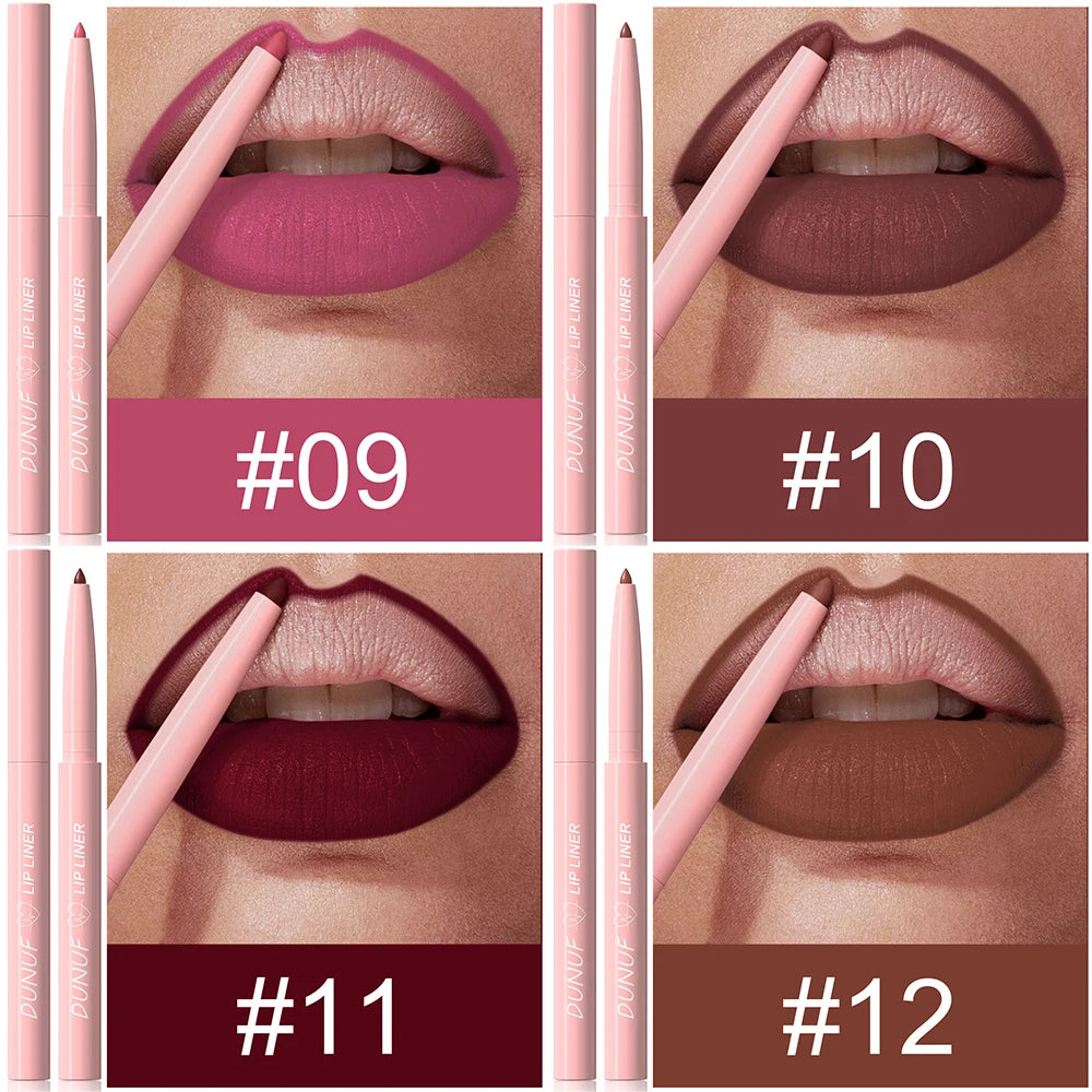 12-Color Luxury Matte Lipliner - Waterproof, Moisturizing,Long-Lasting,Non-Stick,Perfect Versatile Shades for All Skin Types