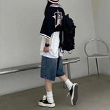 High Street Retro Blue Jeans Shorts Women Summer New Baggy Wide Leg Denim Half Pants Fashion Streetwear Y2k Clothing Oversize - Lootquake