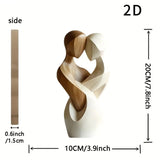 Estatua de pareja de madera elegante y plana en 2D: decoración moderna para el hogar, madera artificial, ideal para sala de estar, dormitorio u oficina.