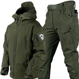 5XL Shark Skin Soft Shell Autumn and Winter Plush Thickened Mountaineering Tactics Training Breathable Windproof Charge Suit - Lootquake