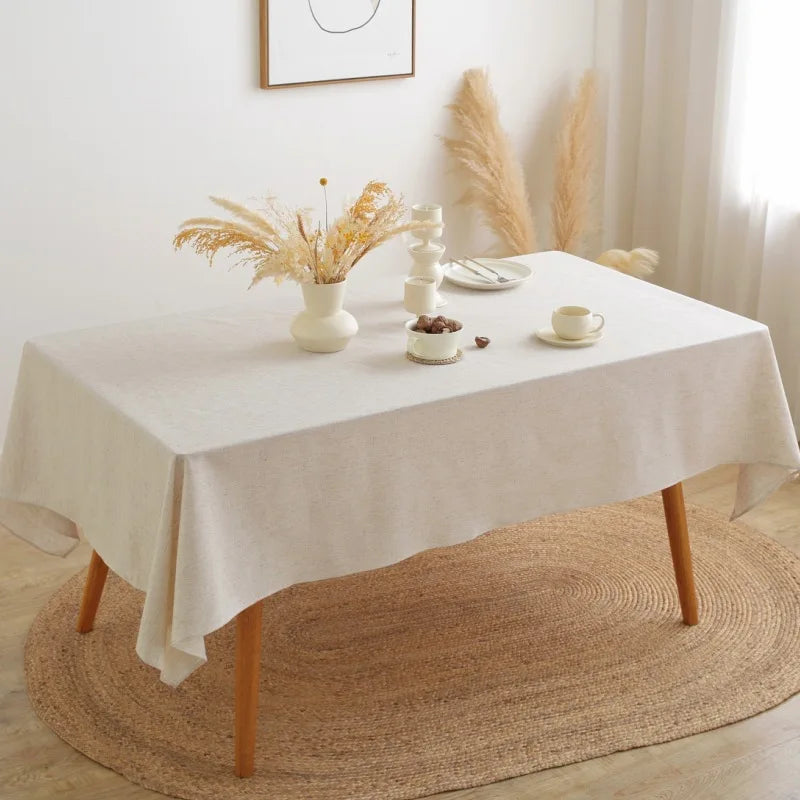 Ruffled Linen Cotton Tablecloth for Wedding Home Party Dining Banquet Decoration Flax Fabric Table Cloth Luxurious Table Cover