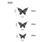Lot de 12 autocollants muraux 3D en forme de papillon creux pour chambre à coucher, salon, décoration murale à faire soi-même, papier peint de mariage, décoration d'intérieur
