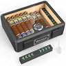 Cigar Humidor,Full Glass Top Cigar Box with Humidifier and Hygrometer,Crushproof Case,Cedar Wood Lining Storage for 20-25 Cigars