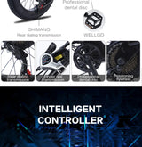 Bicicleta eléctrica AKEZ de 18 Ah, 1500 W, 48 V, para adultos, de 20 pulgadas, con freno hidráulico de aceite.