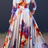 Plus Size Floral Printing Maxi Dresses Elegant Multicolor V Neck 3/4 Sleeve Prom Long Dress Party Wedding Evening Dress 2024 - Lootquake