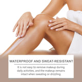 Loción de maquillaje para piernas, corrector duradero, tono de piel uniforme, bronceado artificial, resistente al agua, hidratante, brillo natural, crema de base corporal marrón