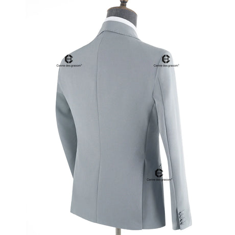 Cenne Des Graoom 2025 New Elegant Light Grey Men Suits Metal Side Release Buckle 2 Pieces Set High Quality Wedding Party Dinner - Lootquake