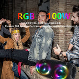 High power bluetooth speaker portable RGB colorful light waterproof wireless subwoofer 360 stereo surround TWS FM boombox