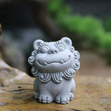 1 Pair Chinese Legend God Beast Statue Cute Gatekeeper God Stone Sculpture Spirit Beast Lion Gardening Fish Tank Micro Landscape