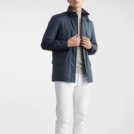 Men's new jacket spring and autumn design solid color zipper large pocket stand collar men's casual windbreaker jacket - Lootquake