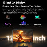 Tablette PC Blackview MEGA 2 12'' 2K FHD+ Unisoc T615 12 Go + 12 Go RAM 256 Go ROM Batterie 9000 mAh 16 MP Android 15 Tablettes 4G